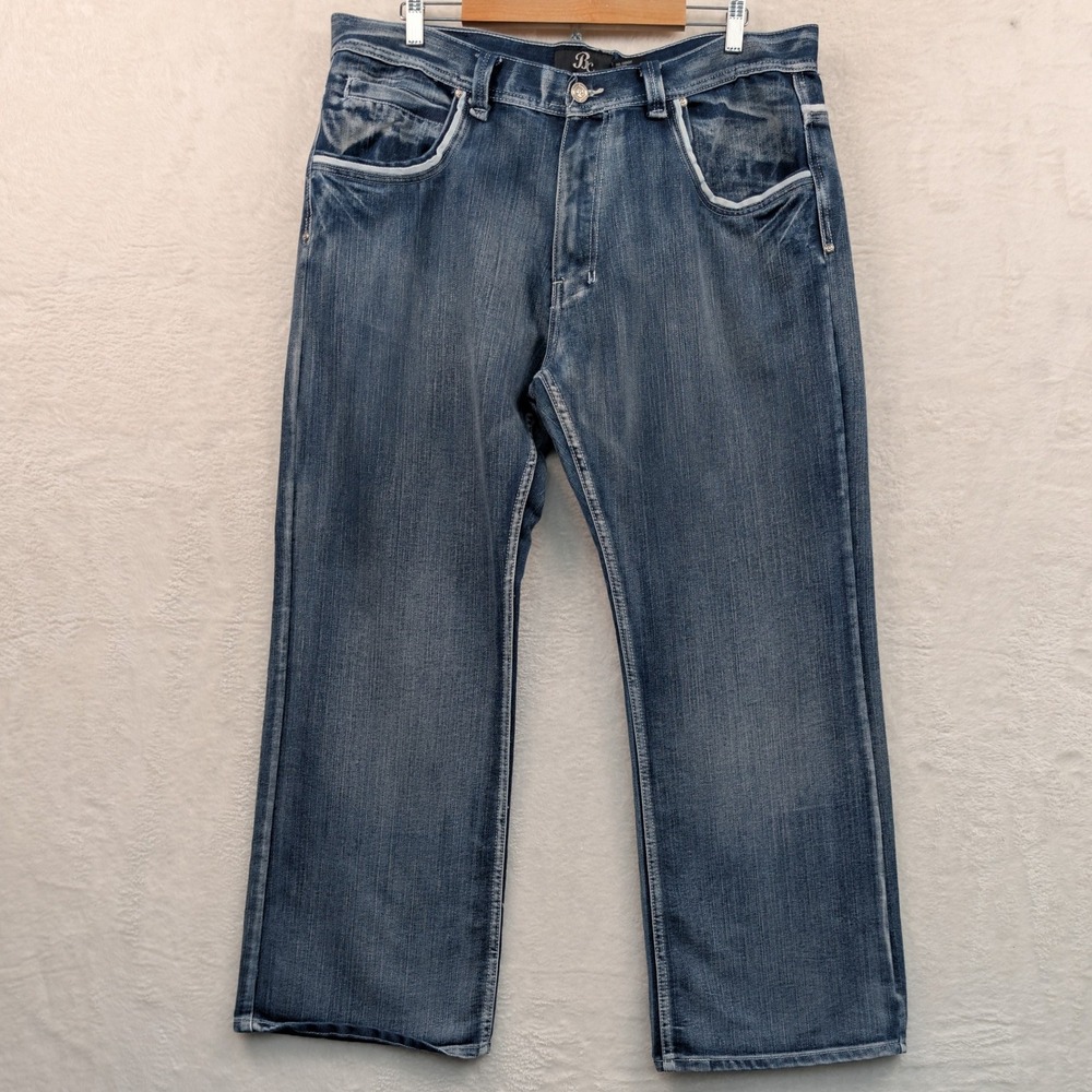 VTG Basic Code Jeans Men 42x31 Blue Baggy Wide Leg Skater Hip Hop Streetwear Y2K
